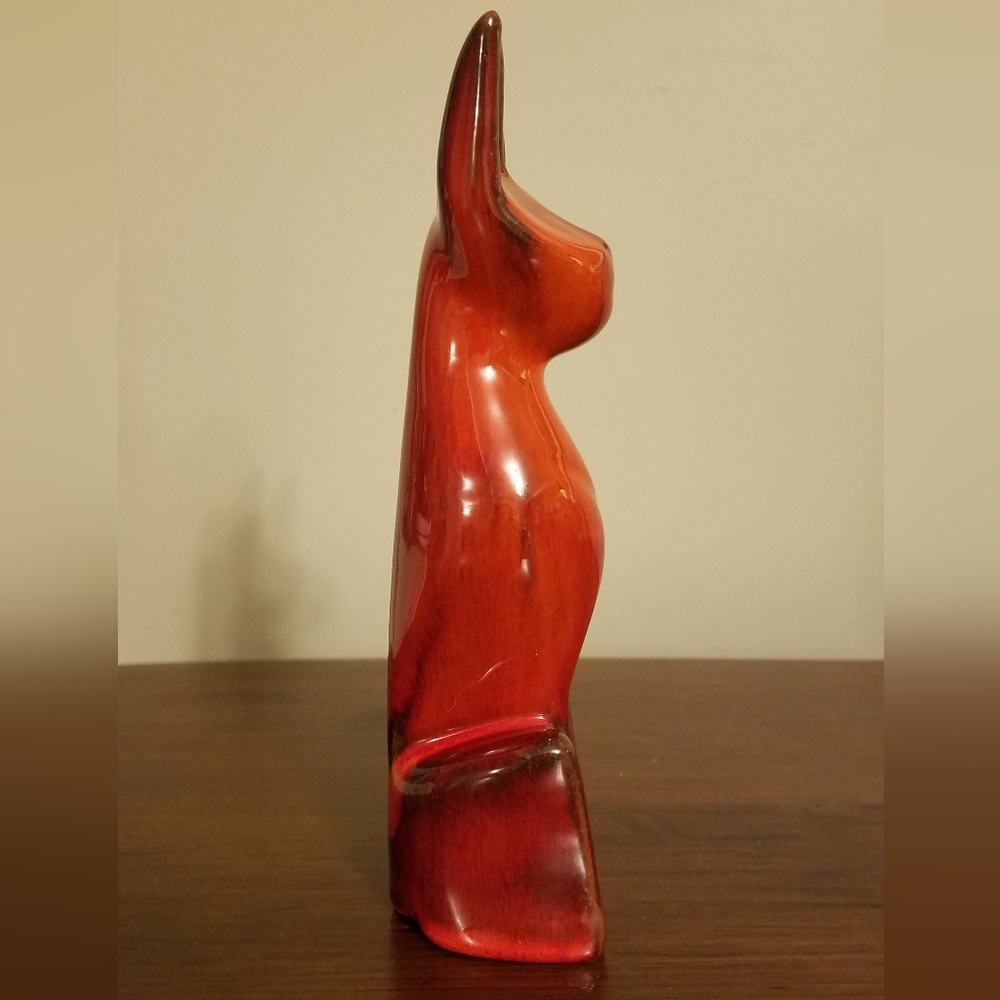 Red mid-century pottery cat by Huronia Pottery - Picture 3 of 6